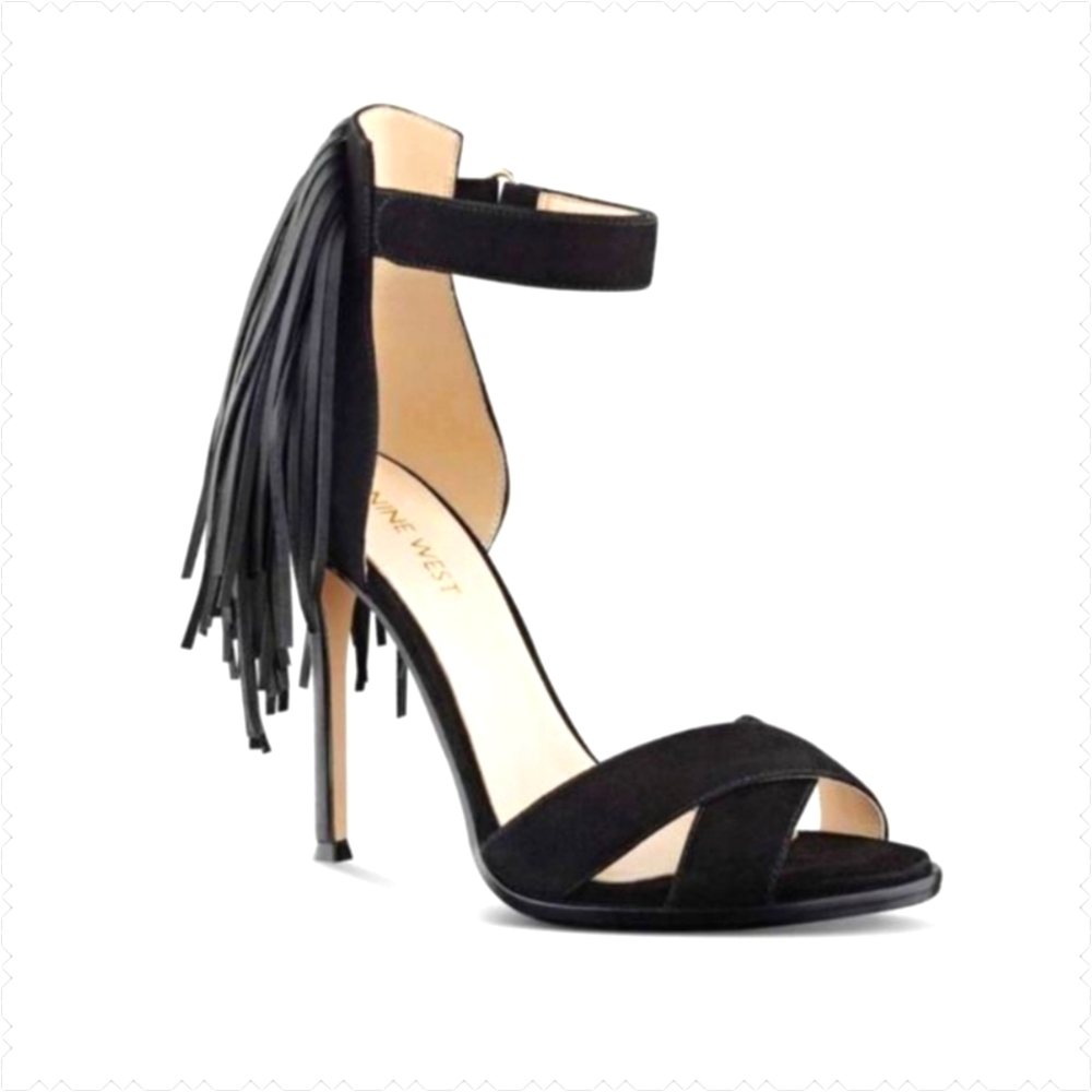 NINE WEST Hustle Fringe Heels, Size 7.5M